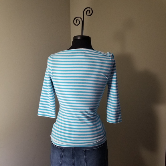 Kate Spade Turquoise & White 3/4 Sleeve Tee - Picture 4 of 8